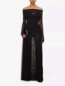 Camilla & Marc Nolana Semi Sheer Full Length Evening Dress Black Size 14 for rent on The Volte - image 1