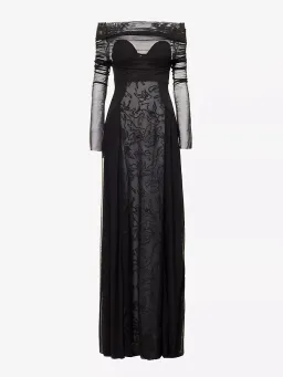 Camilla & Marc Nolana Semi Sheer Full Length Evening Dress Black Size 14 for rent on The Volte - image 4