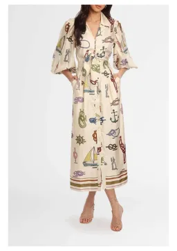 Alemais Ships Ahoy Midi Dress Print Size 6 for rent on The Volte - image 1