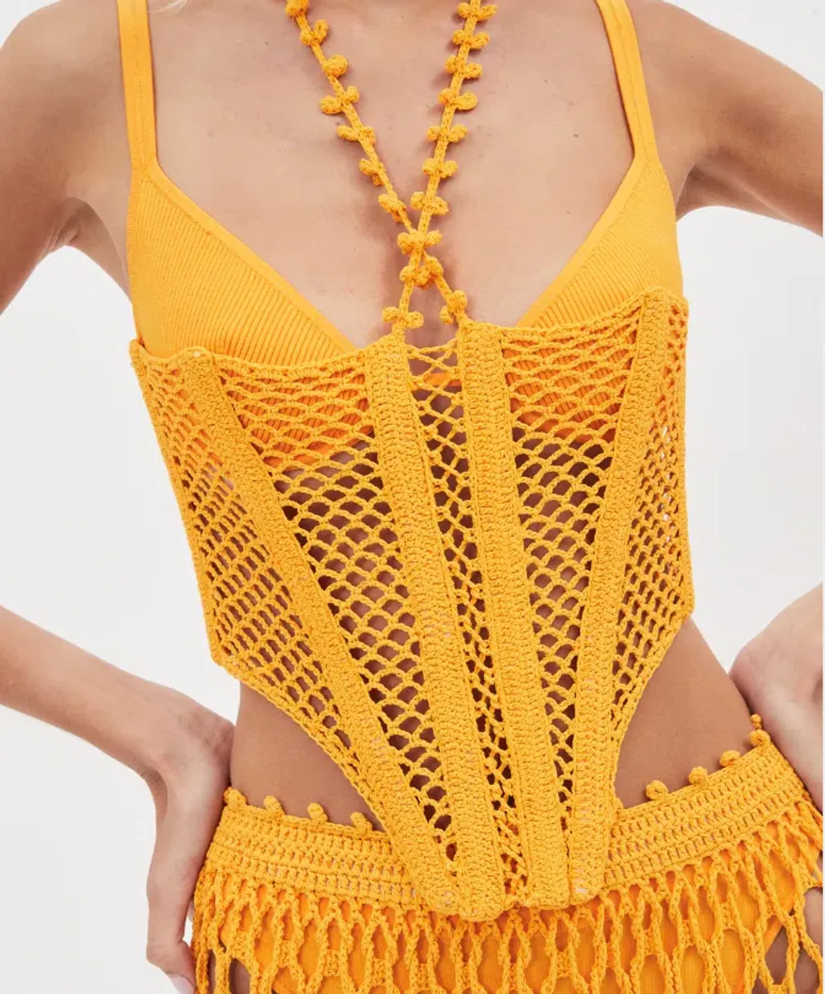 Dion Lee Coral Crochet Corset in Amber Orange Size AU 4 - Image 1