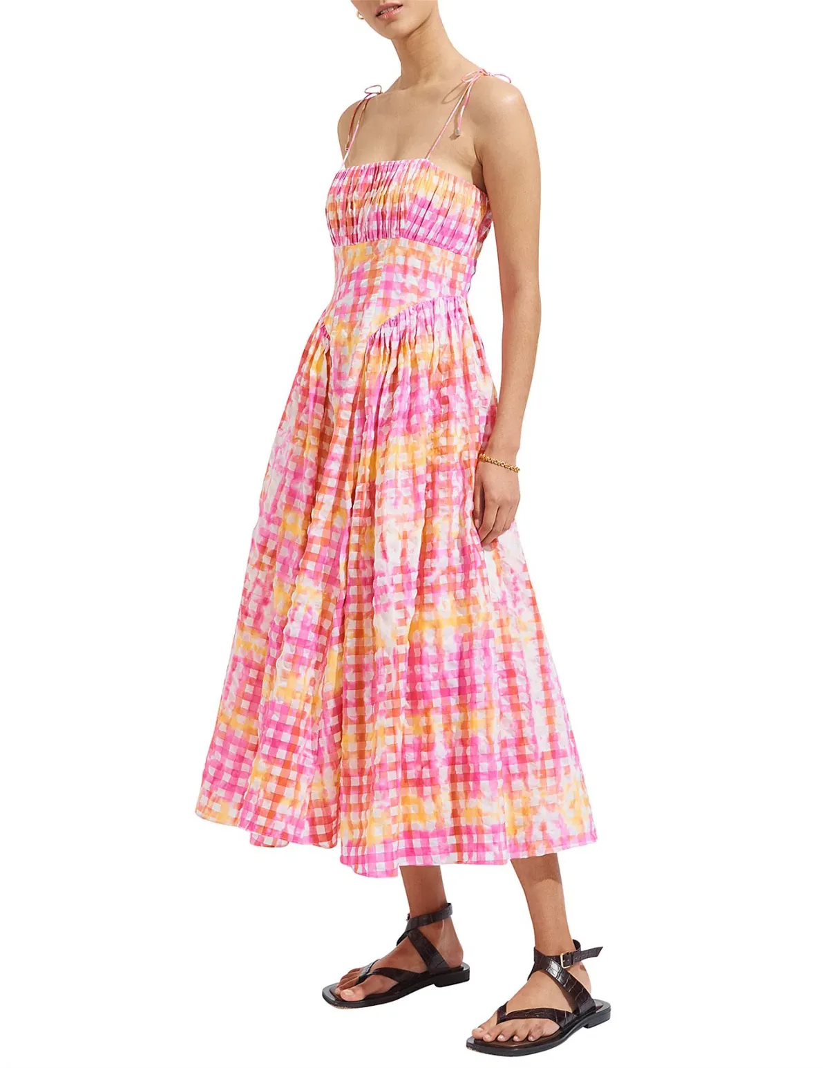 Steele Marina Midi Dress in Hypno Gingham Print Size AU 8 - Image 1