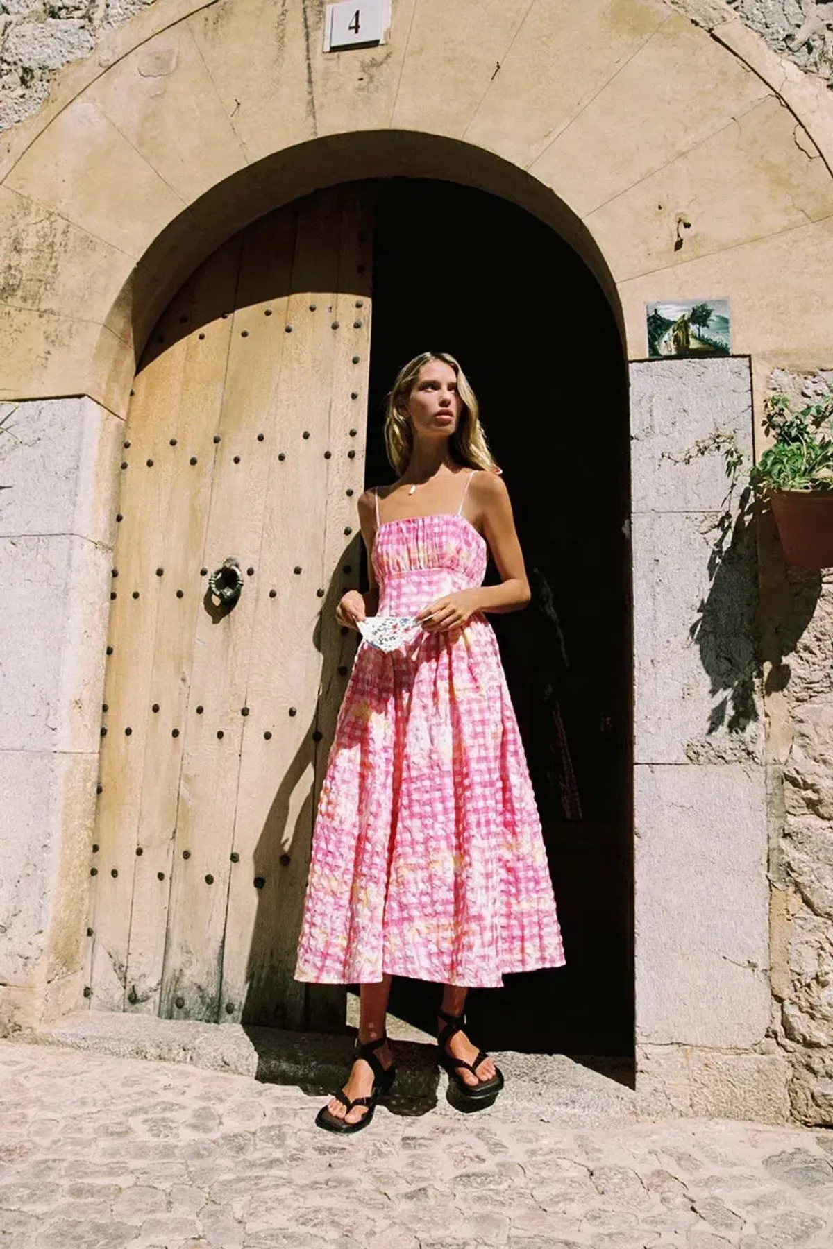 Steele Marina Midi Dress in Hypno Gingham Print Size AU 8 - Image 4