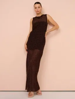 Bec & Bridge Turner Boatneck Sheer Maxi Dress Brown Size AU 10 for rent on The Volte - image 5