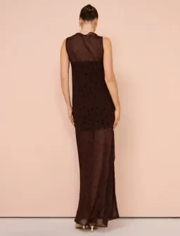 Bec & Bridge Turner Boatneck Sheer Maxi Dress Brown Size AU 10 for rent on The Volte - image 6