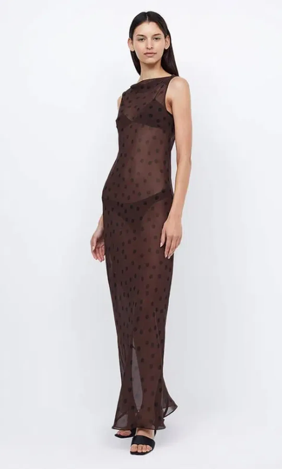 Bec & Bridge Turner Boatneck Sheer Maxi Dress Brown Size AU 10 for rent on The Volte - main image