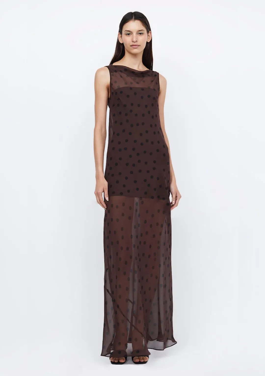 Bec & Bridge Turner Boatneck Sheer Maxi Dress Brown Size AU 10 for rent on The Volte - main image