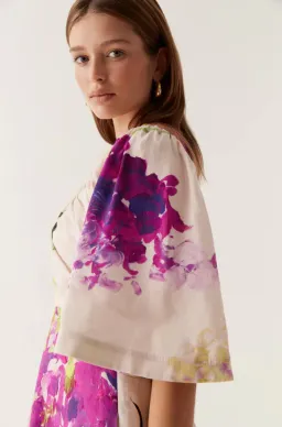 Aje Gilda Bell Sleeve Midi Dress in Wild Hydrangea Size AU 10 for rent on The Volte - image 4