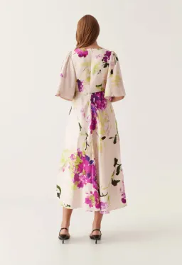 Aje Gilda Bell Sleeve Midi Dress in Wild Hydrangea Size AU 10 for rent on The Volte - image 3
