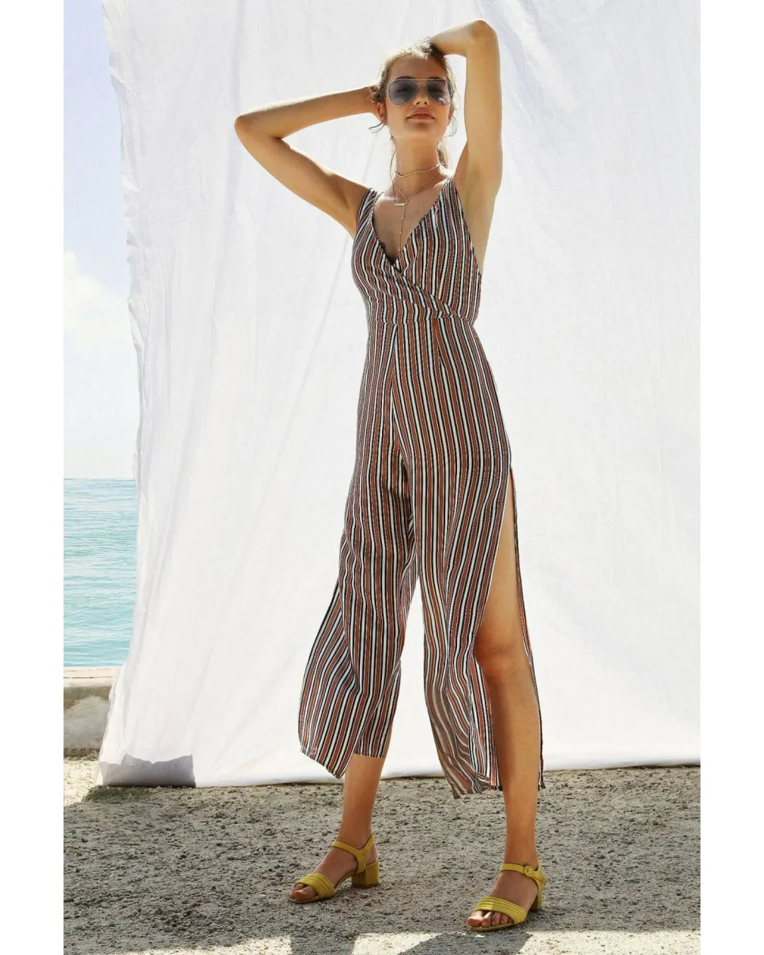 Sir the Label Zoe Jumpsuit Stripe Print Size AU 12 for rent on The Volte - main image