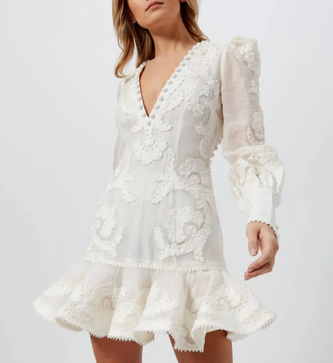 Zimmermann Sunny Appliqué Flip Dress White Size 8 for rent on The Volte - main image