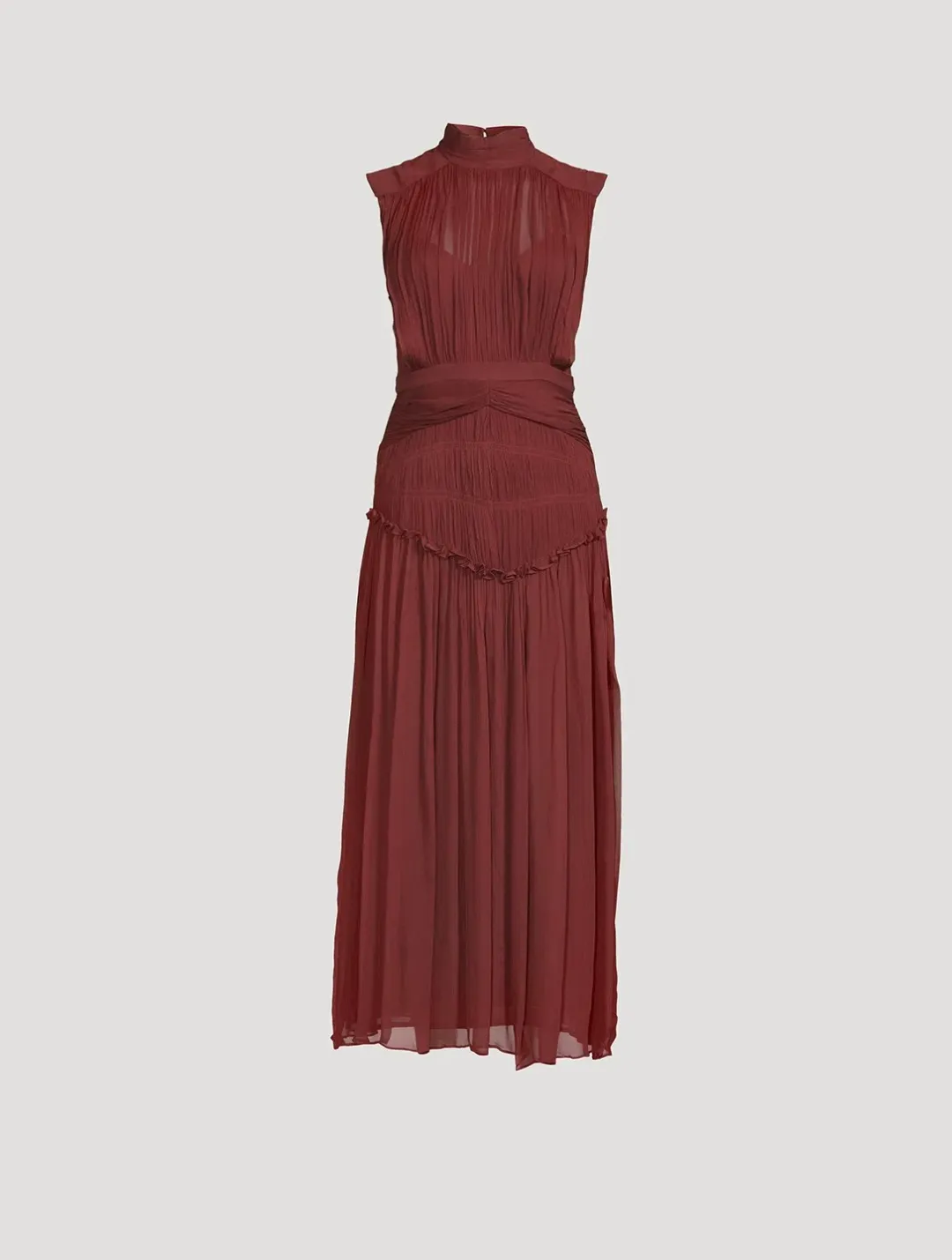 Shona Joy Midi Dress Burgundy Red for rent on The Volte - main image