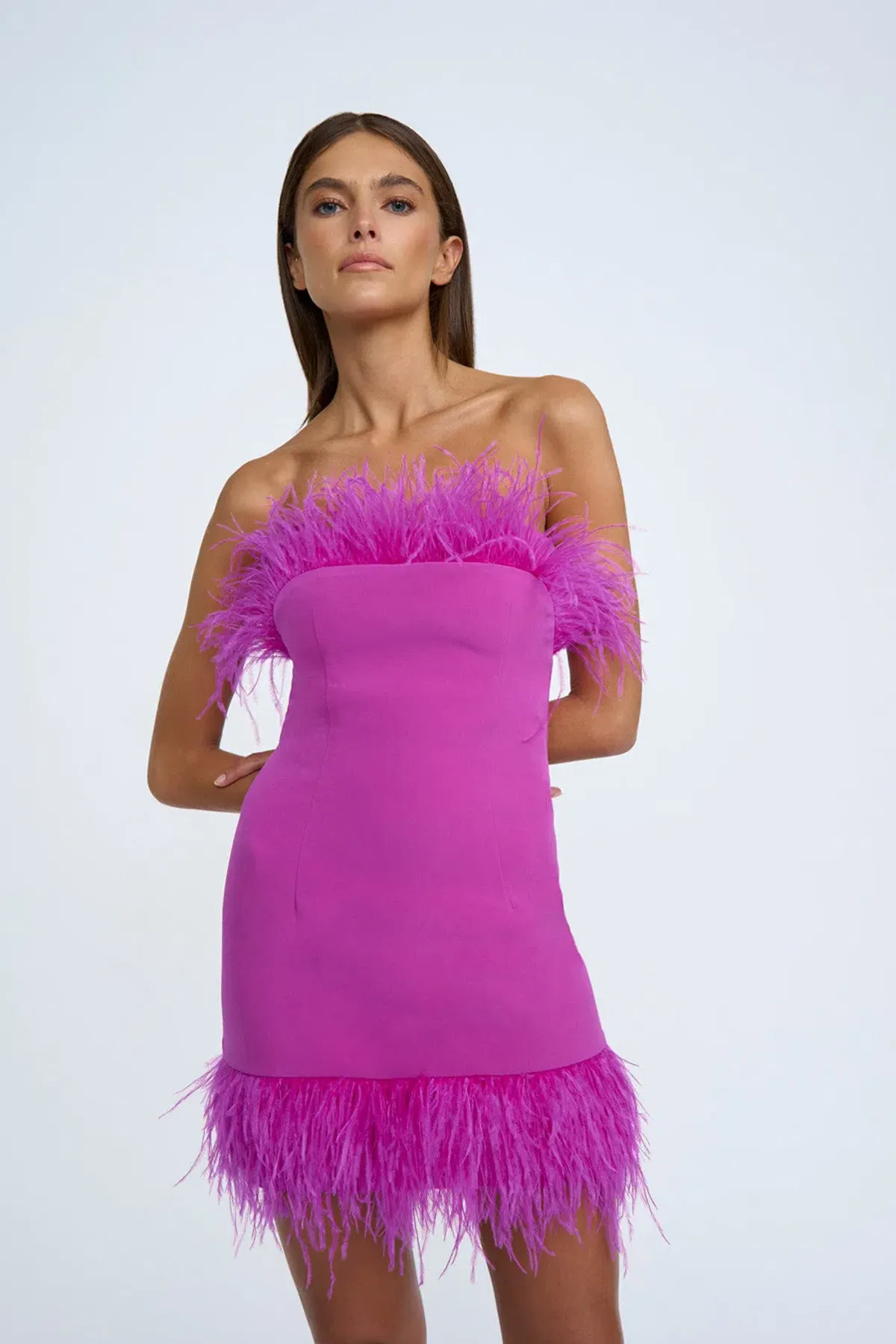 By Johnny Nadia Feather Mini Dress Pink Size 6 - Image 2