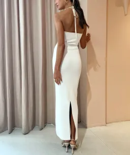 By Johnny Caprera Knit Midi Dress in Ivory Bone Size XS / AU 6 for rent on The Volte - image 3