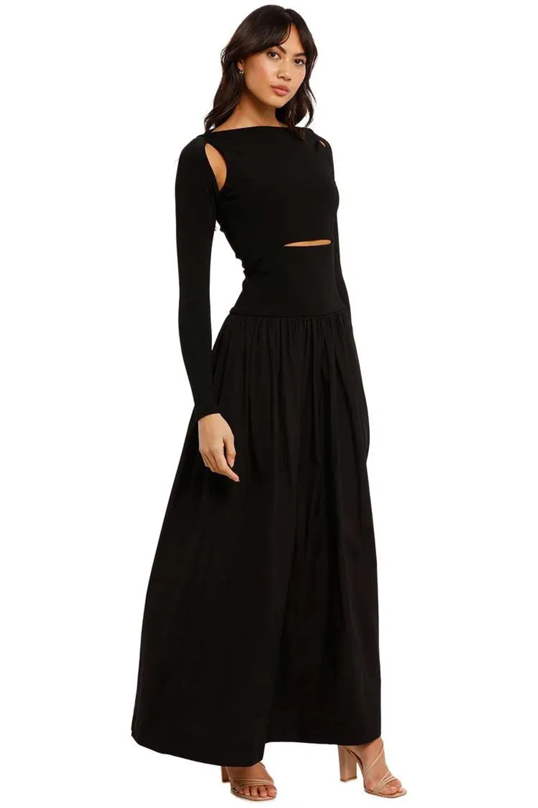 Esse Knit Cotton Split Maxi Dress Black Size 12 for rent on The Volte - main image