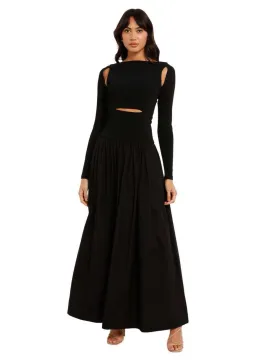 Esse Knit Cotton Split Maxi Dress Black Size 12 for rent on The Volte - image 1
