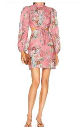 Zimmermann Bellitude Bow Front Mini Dress Pink Floral Size 0P / AU 6 for rent on The Volte - image 4