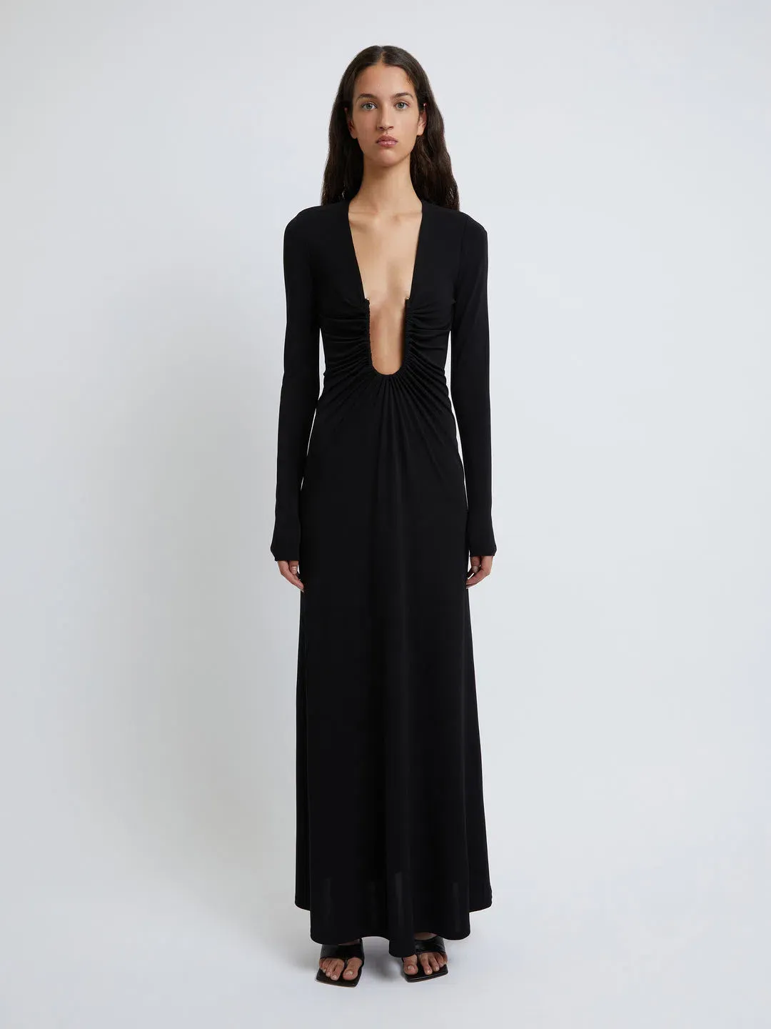 Christopher Esber Arced Palm Long Sleeve Dress Black Size 6 for rent on The Volte - main image