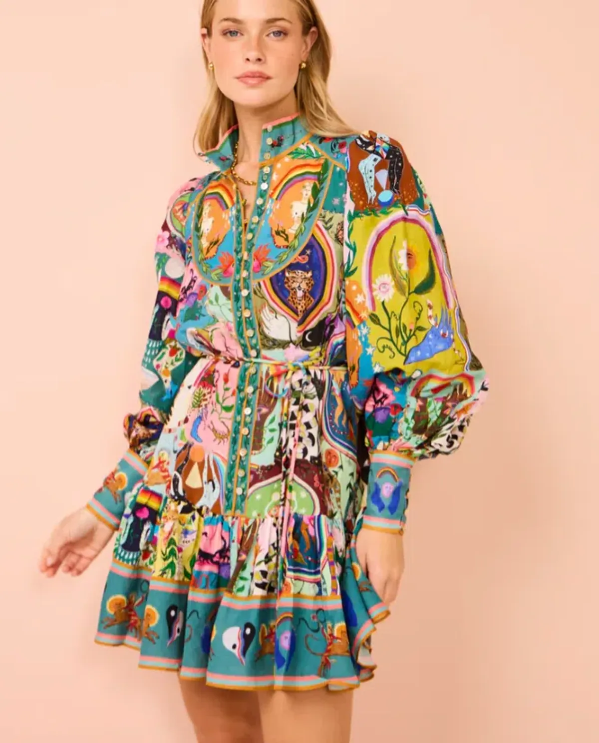 Alemais Evergreen Mini Dress Multi Size AU 8 - Image 2