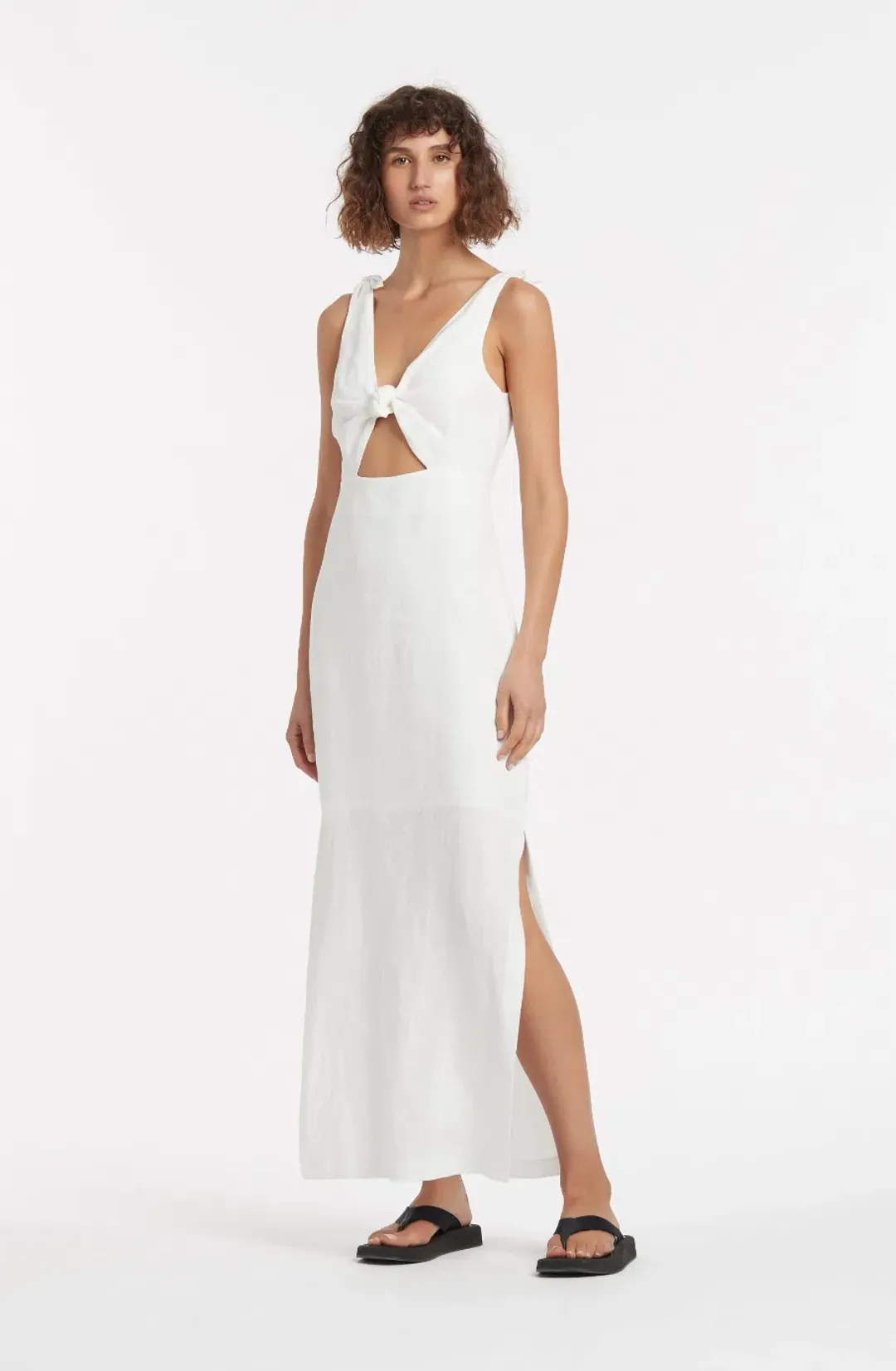 Sir The Label Print Alexandre Tie Midi Dress Ivory Size 0 / AU 6 for rent on The Volte - main image