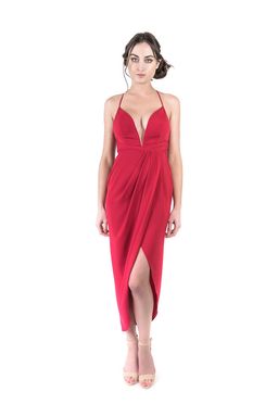 Shona Joy Monique Plunged Cross Back Maxi Dress Red Size 8 for rent on The Volte - image 1