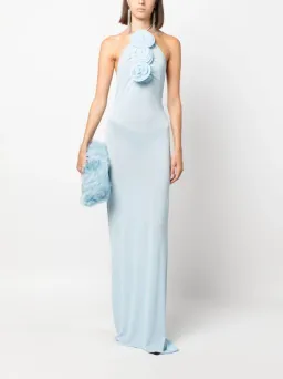 Magda Butrym Floral Appliqué Halterneck Maxi Blue Size AU 6 for rent on The Volte - image 3
