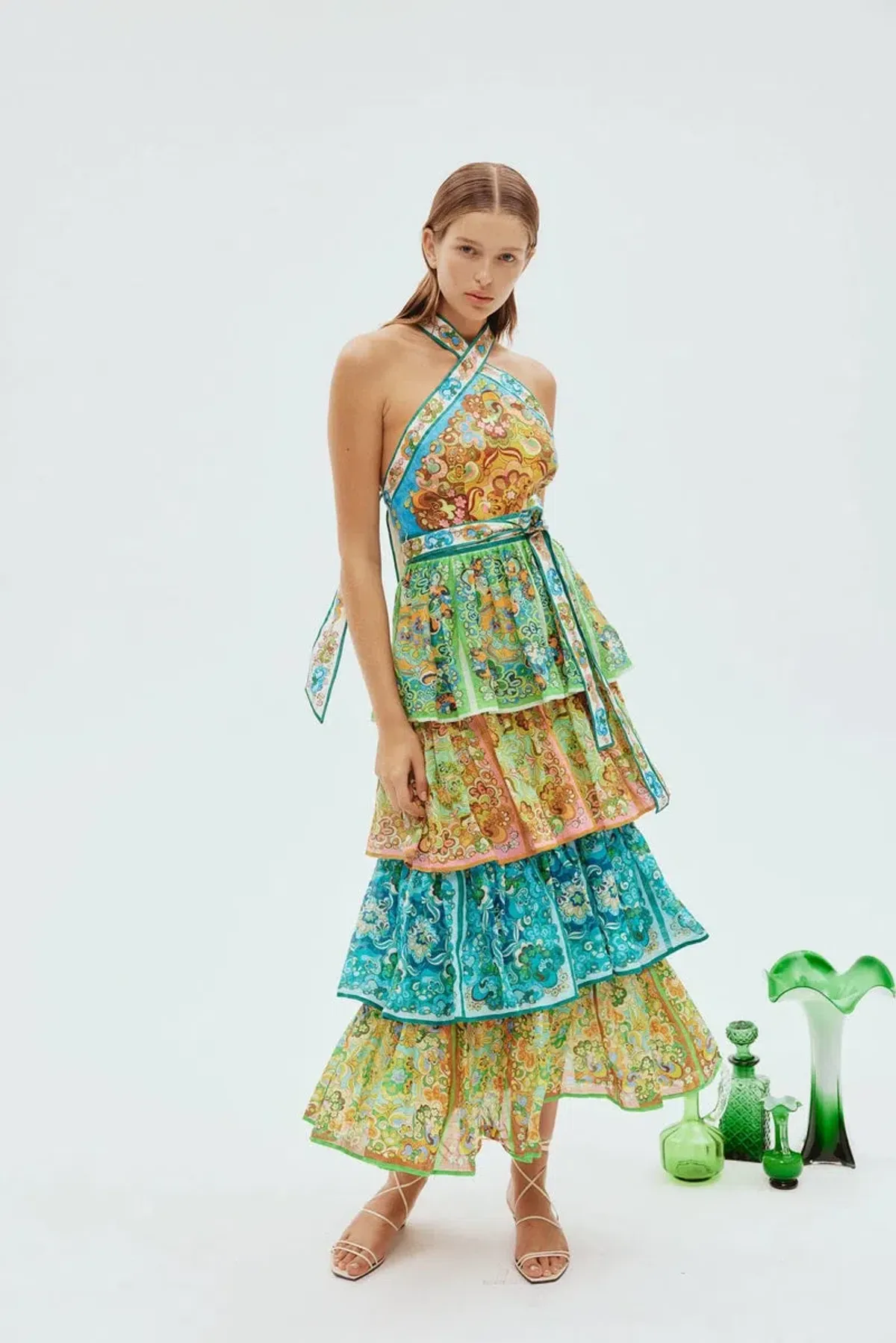 Alemais Dreamer Halter Tier Dress Multi Size 12 - Image 1