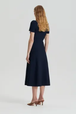 Scanlan Theodore Crepe Knit Zip Shirt Dress in Navy Size M / AU 10 for rent on The Volte - image 2