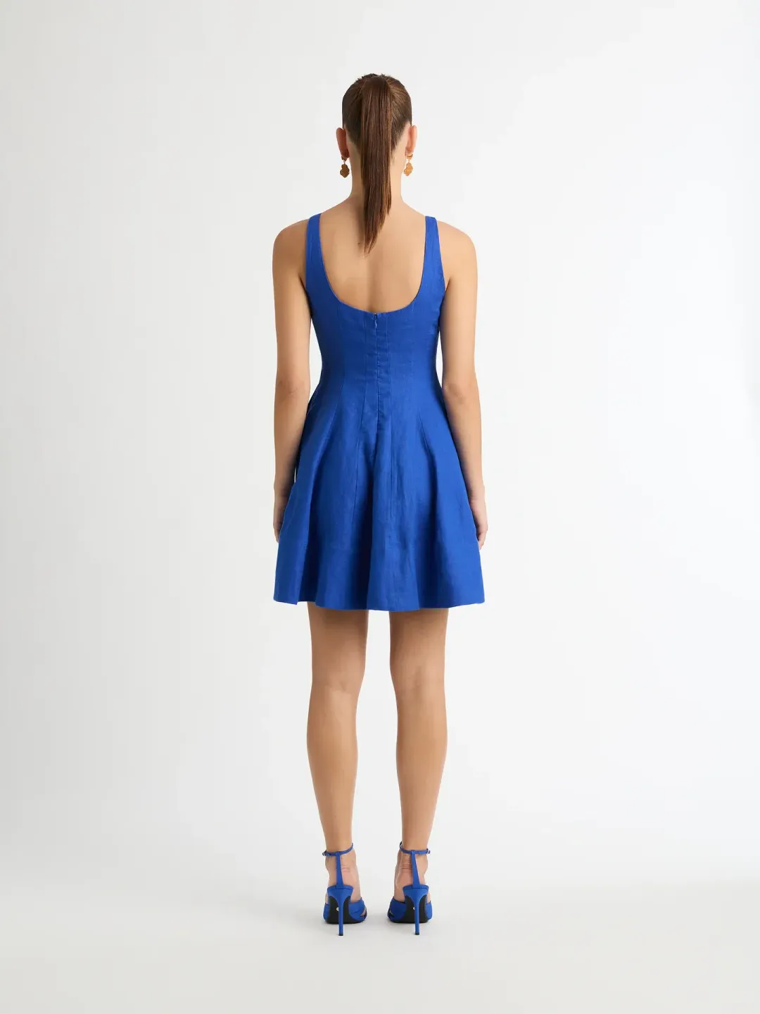 Sheike Santorini Linen Mini Dress Blue Size 14 for rent on The Volte - main image