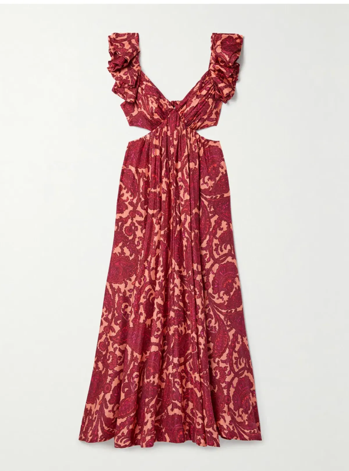 Zimmermann Tiggy Cutout Ruffled Silk Midi Dress Paisley Print 2/AU 12 - Image 3
