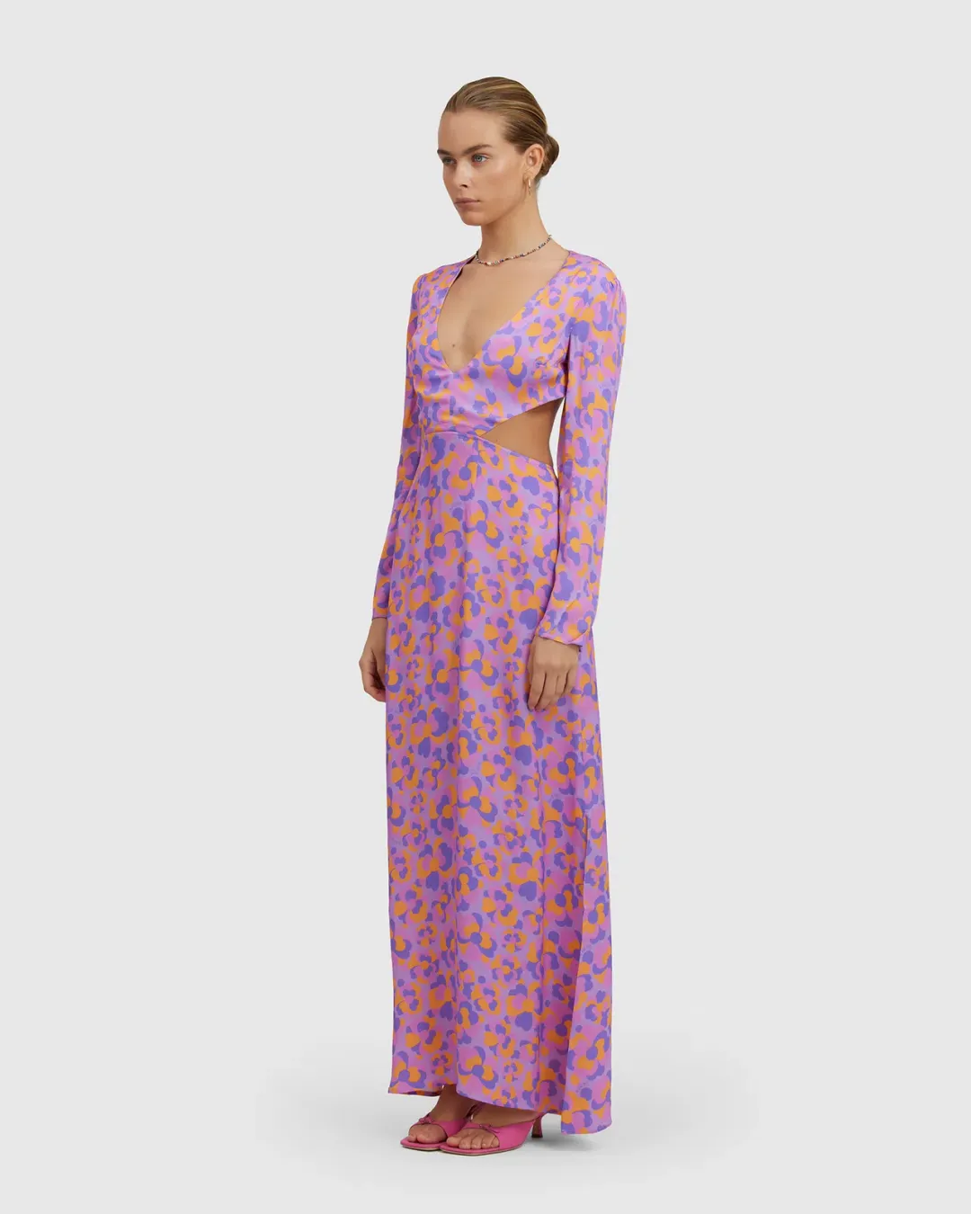 The Wolfgang Isle Maxi Dress Purple & Orange Size 8 for rent on The Volte - main image