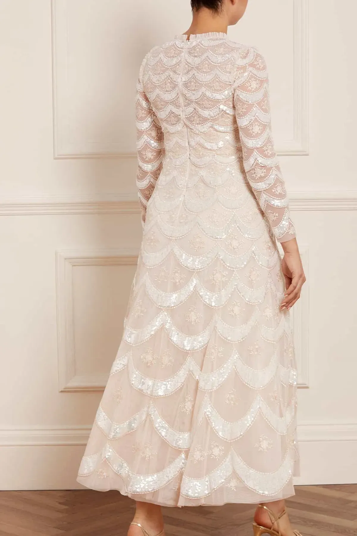 Needle and Thread Fifi Long Sleeve Ankle Gown Champagne Size 10 - Image 4