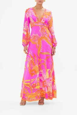 Camilla A Heart That Flutters Plunge Dress Pink Print Size L / AU 12 for rent on The Volte - image 1