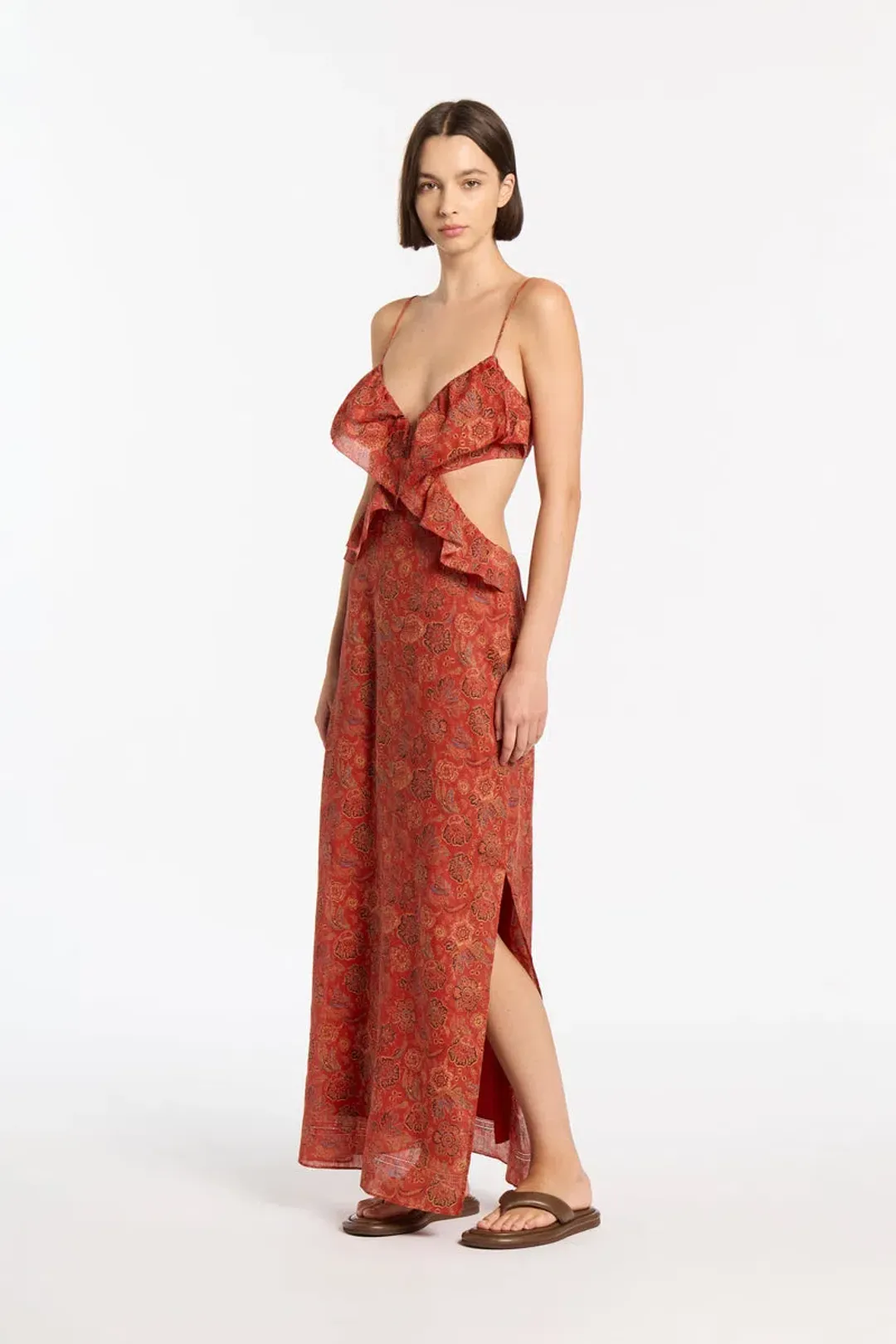 Sir the Label Allegra Frill Maxi Dress Floral Print Size 1 / AU 8 for rent on The Volte - main image