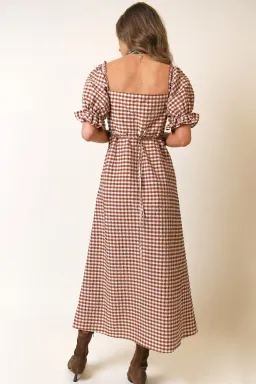 Rixo Montenegro Midi Dress Brown Print Size 12 for rent on The Volte - image 4