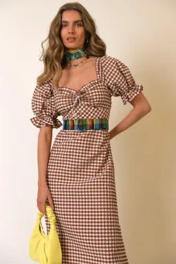 Rixo Montenegro Midi Dress Brown Print Size 12 for rent on The Volte - image 2