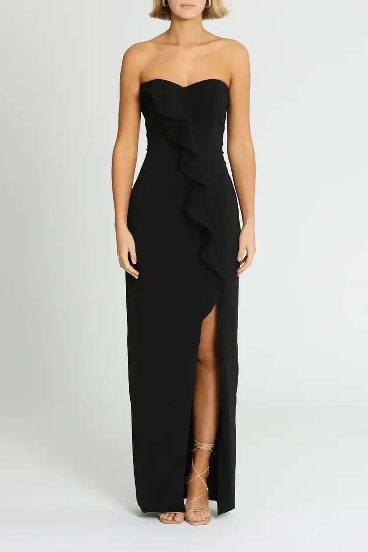 Jay Godfrey Varys Strapless Ruffle in Black Gown Size 8 - Image 1