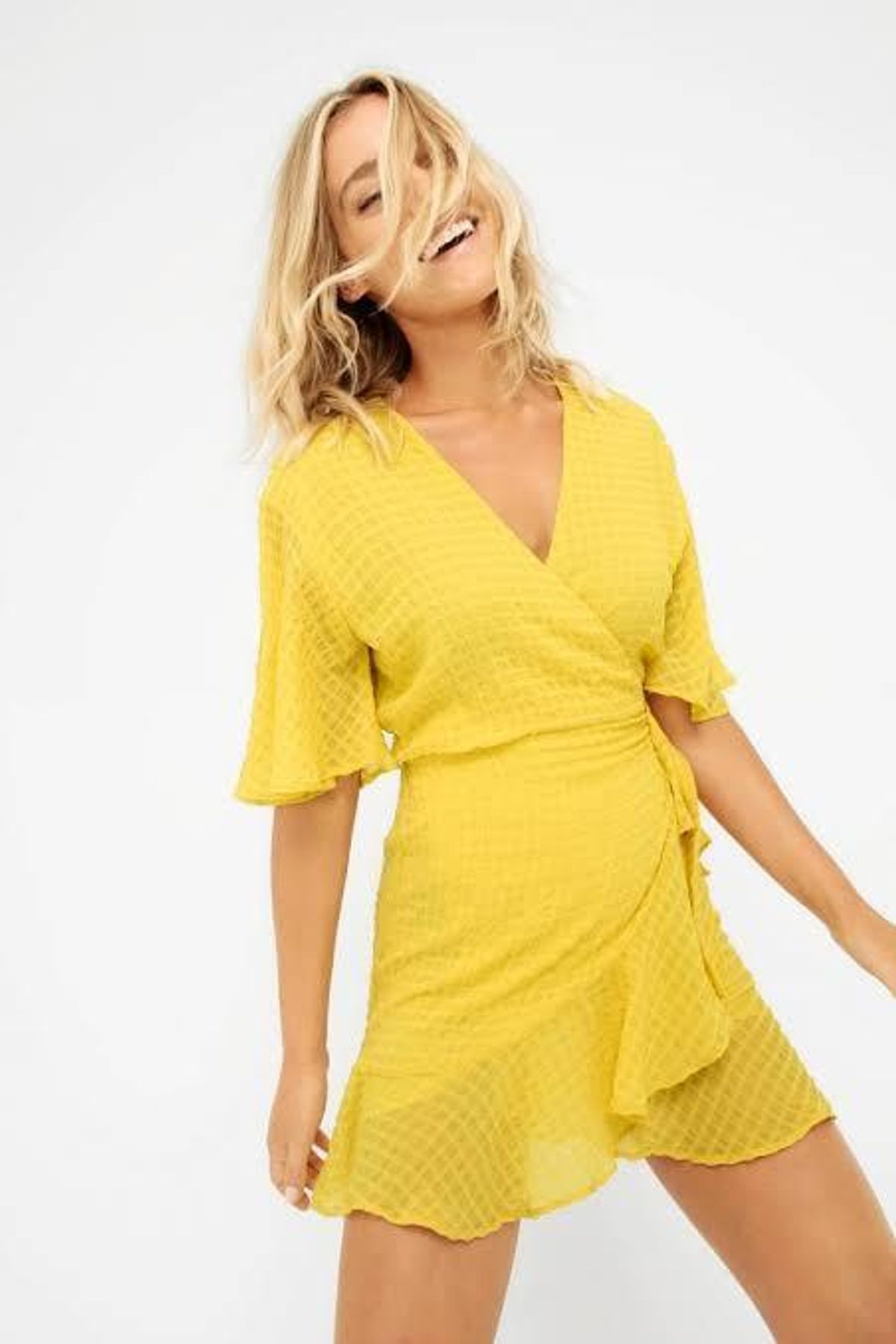Sheike Glory Mini Dress Sunshine Yellow Size 6 - Image 2