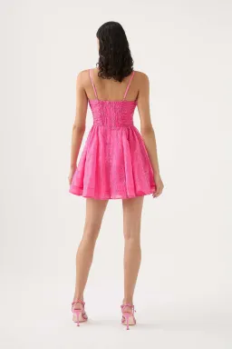 Aje Evangeline Cornelli Mini Dress Pink Size 8 for rent on The Volte - image 3