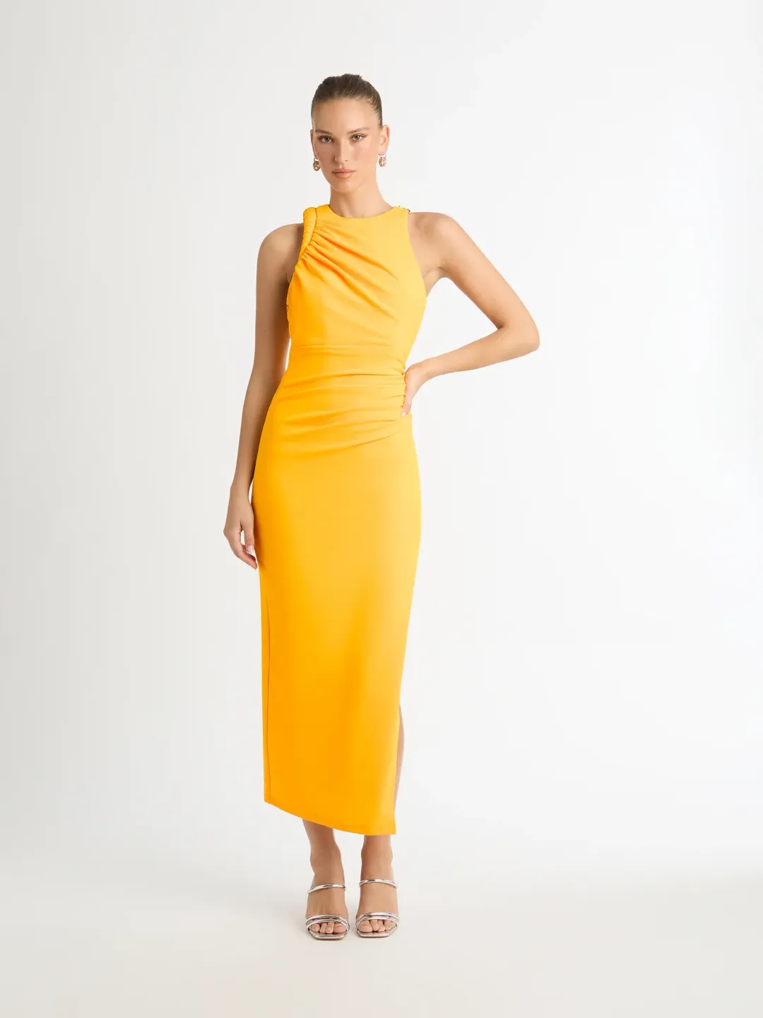 Sheike Portland Midi Dress in Orange Mango Size 10 for rent on The Volte - main image
