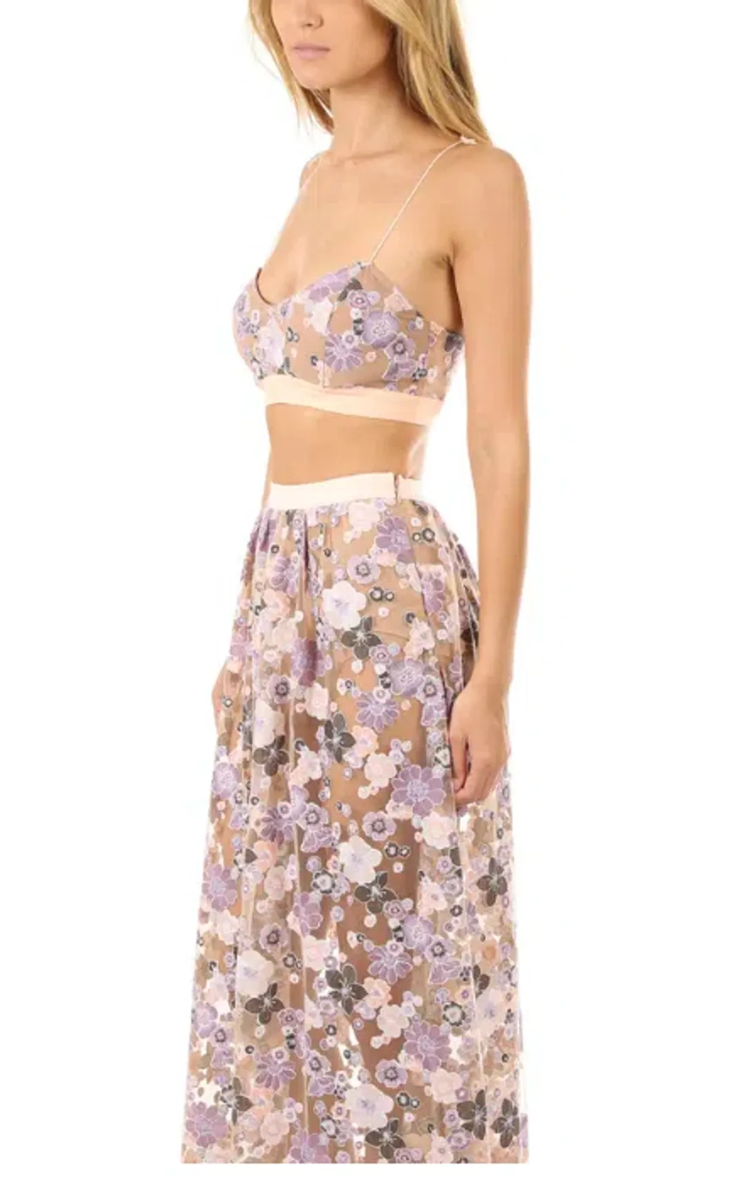 For Love And Lemons Posy Embroidery Crop Top and Maxi Skirt Set Floral Size M / AU 8-10 for rent on The Volte - main image