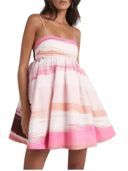 Aje Kasbah Sunset Stripe Ruched Bow Back Mini Dress Multi Size 6 for rent on The Volte - image 2