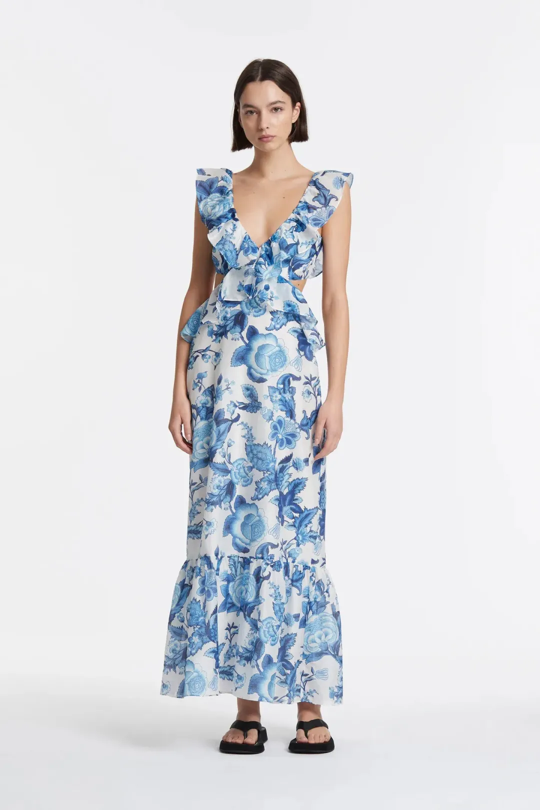 Sir The Label Amaris Frill Midi Dress Floral Size 1 / AU 8 for rent on The Volte - main image