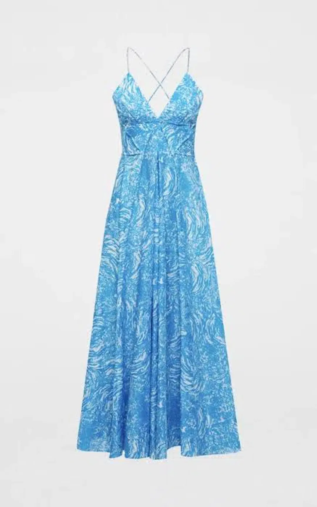 Scanlan Theodore Cotton Ocean Shoestring Dress Blue Size 8 for rent on The Volte - main image