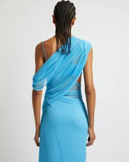 Christopher Esber Magnetica Asymmetric Midi Dress Dolphin Blue Size 8 for rent on The Volte - image 2