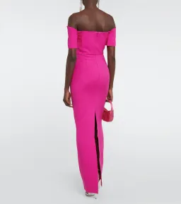 Roland Mouret Asymmetric Wool Blend Maxi Dress Pink Size 8 for rent on The Volte - image 2