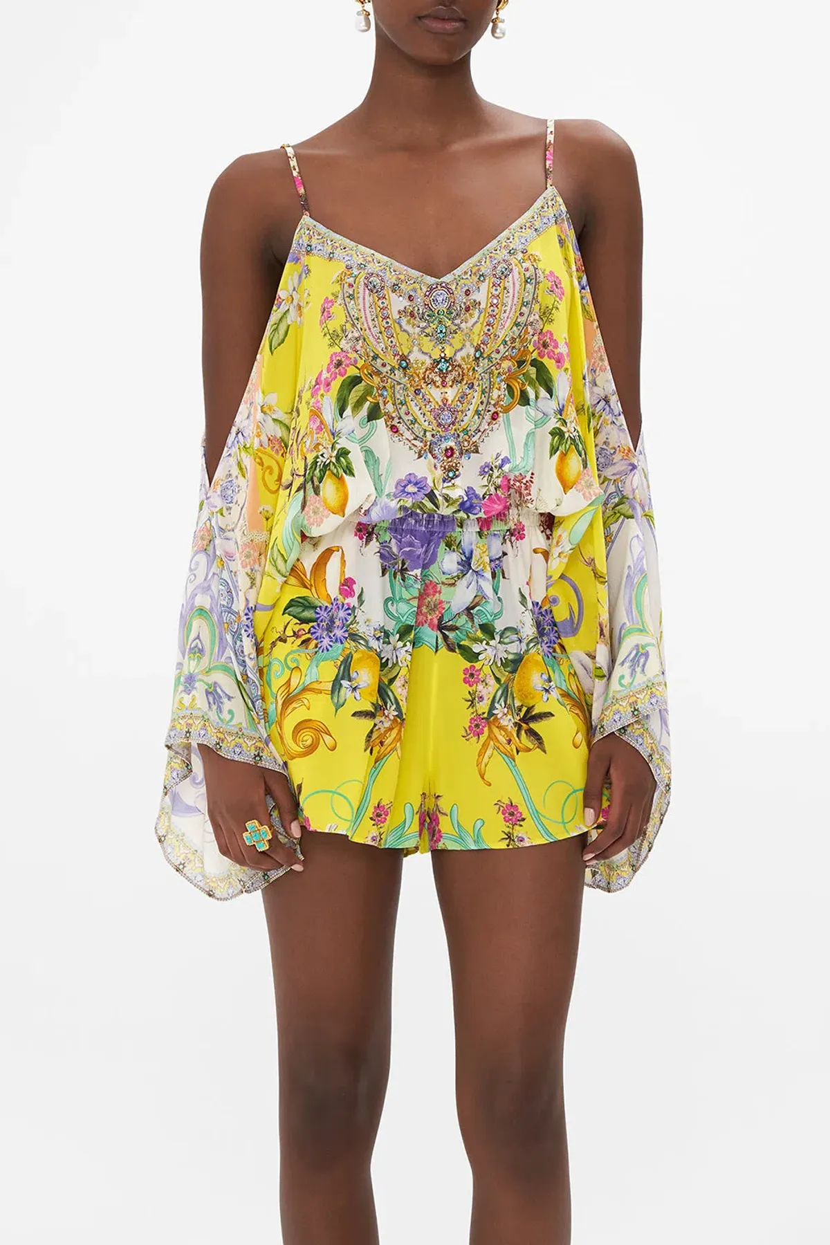 Camilla Franks Drop Shoulder Playsuit Caterina Spritz Yellow Size M / AU 12 - Image 4