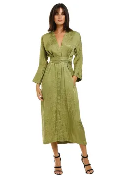 KITX Slink Shirt Midi Dress in Olive Size 14 for rent on The Volte - image 1