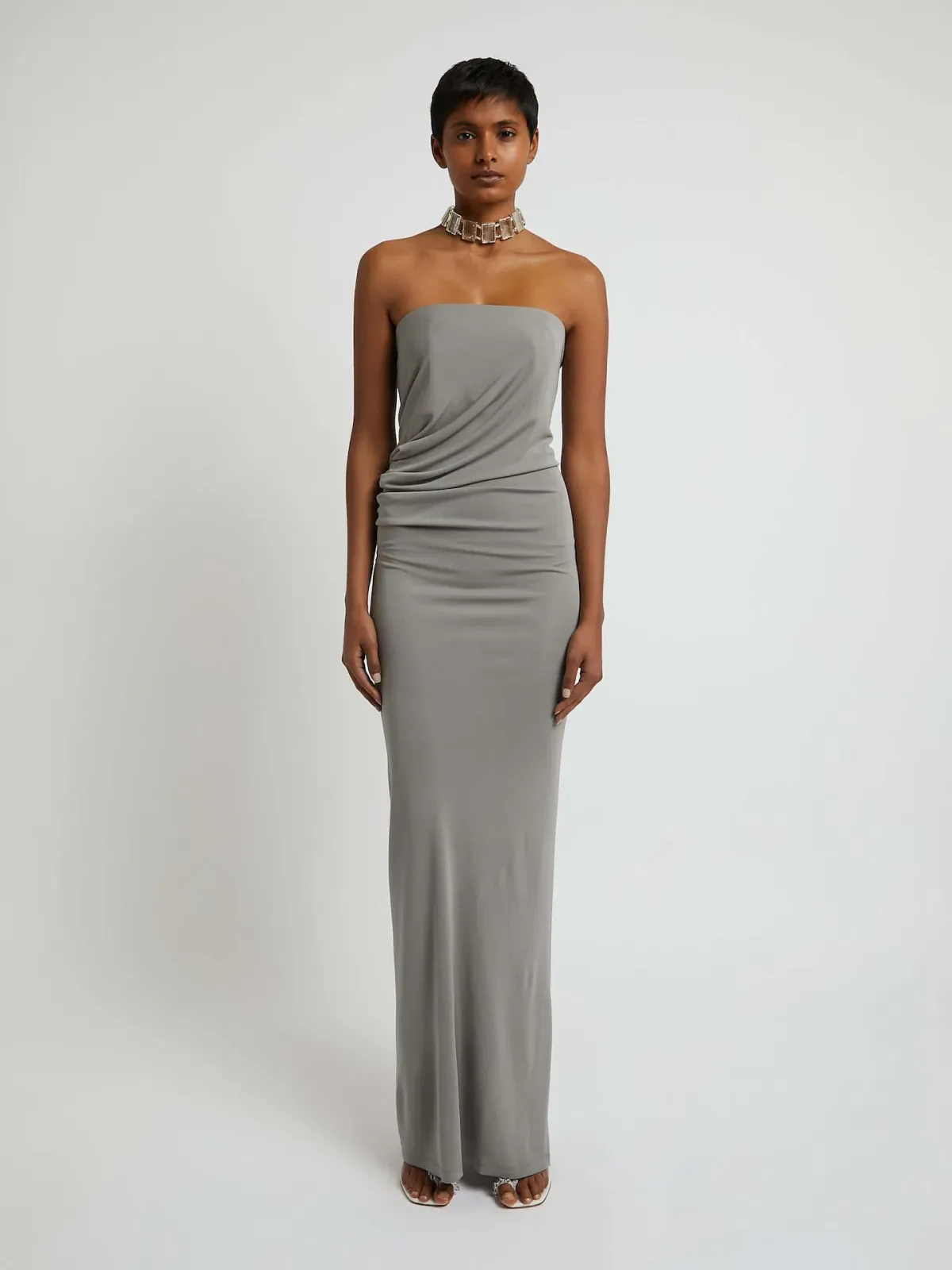 Christopher Esber Strapless Ruched Dress Grey Size 10 - Image 1