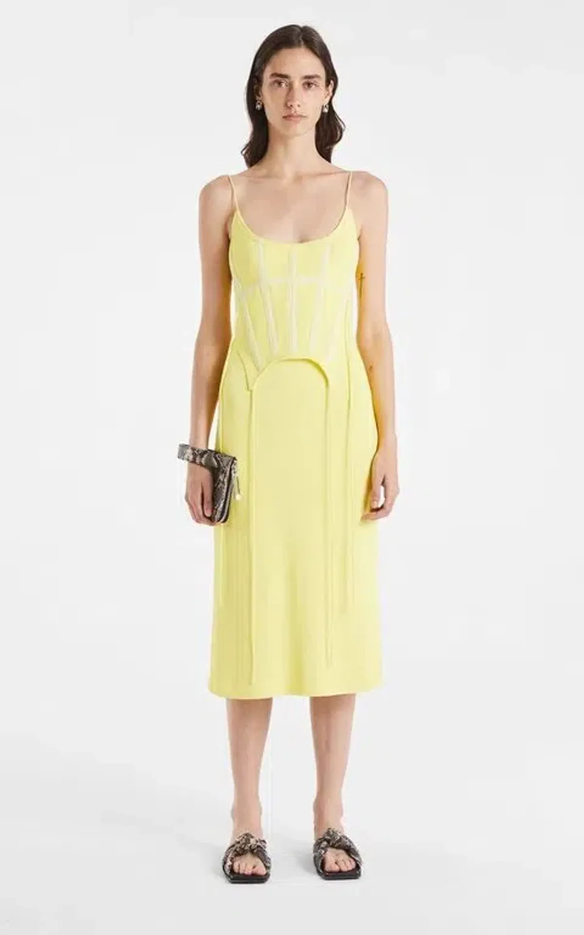 Dion Lee Silk Jersey Corset Dress Lemon Size 6 - Image 1