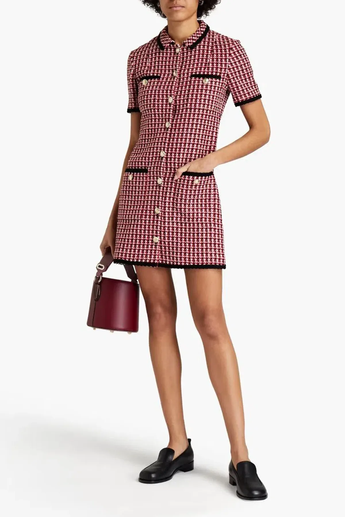 Maje Tweed Mini Dress Print Size 8 - Image 1